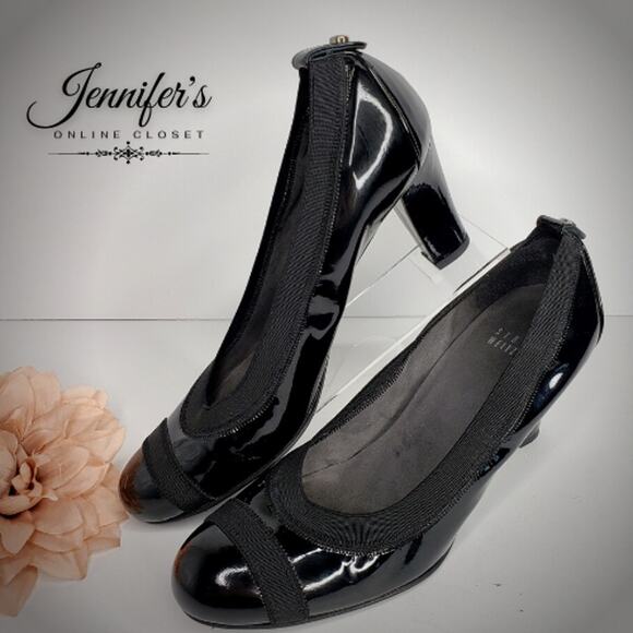 3/$30 Stuart Weitzman Women's Black Patent Leather Heels Size 7.5 - Picture 3 of 13